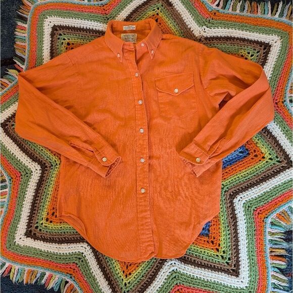 Penney's Towncraft women's vintage orange button up‎ cotton shirt - Picture 1 of 6